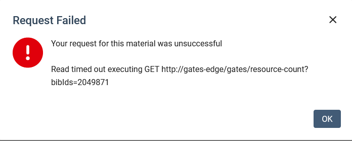 request failed error message