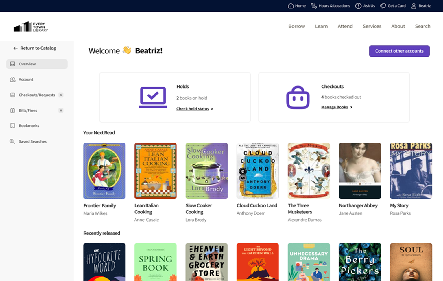 account portal for library patron